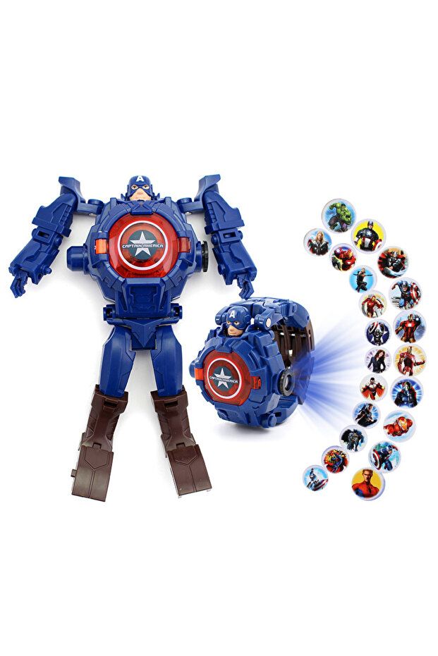 11 21 Projection Disney Toys Watch Spiderman Captain America Iron Man Deformation Robot Electronic P