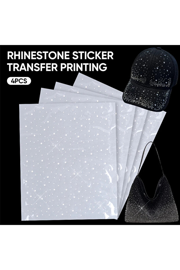 Clear-4Pcs DUCrystal 2/4pcs Glitter Hotfix Rhinestone Transfer Stickers Crystal Iron On Rhinestone S