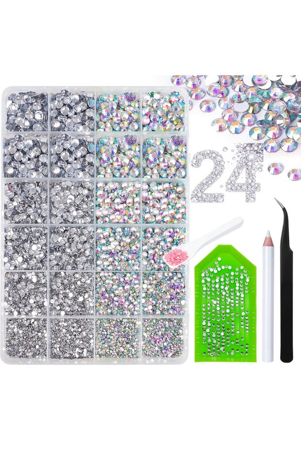 Multi-Colored Silver Clear Rhinestones Gems for Bedazzling Crafting, Crystal Diamond Jewel Rhine Sto