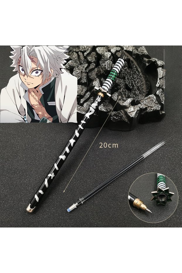 Bandai Shinazugawa Sanemi Japan Anime Demon Model Gel Pen Black Refill Cosplay Prop Kid Student Gift