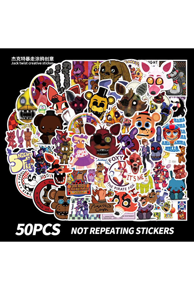50Pcs 50Pcs Five Nights At Freddy's Stickers Graffiti Stickers Cartoon Luggage Notebook Helmet Child