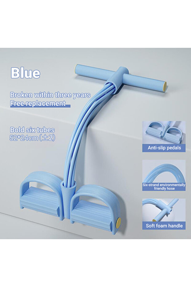 Blue Tension Rope Sit-up Handle Elastic Yoga Pedal Puller Resistance Band Waist Abdomen Exercise Fit