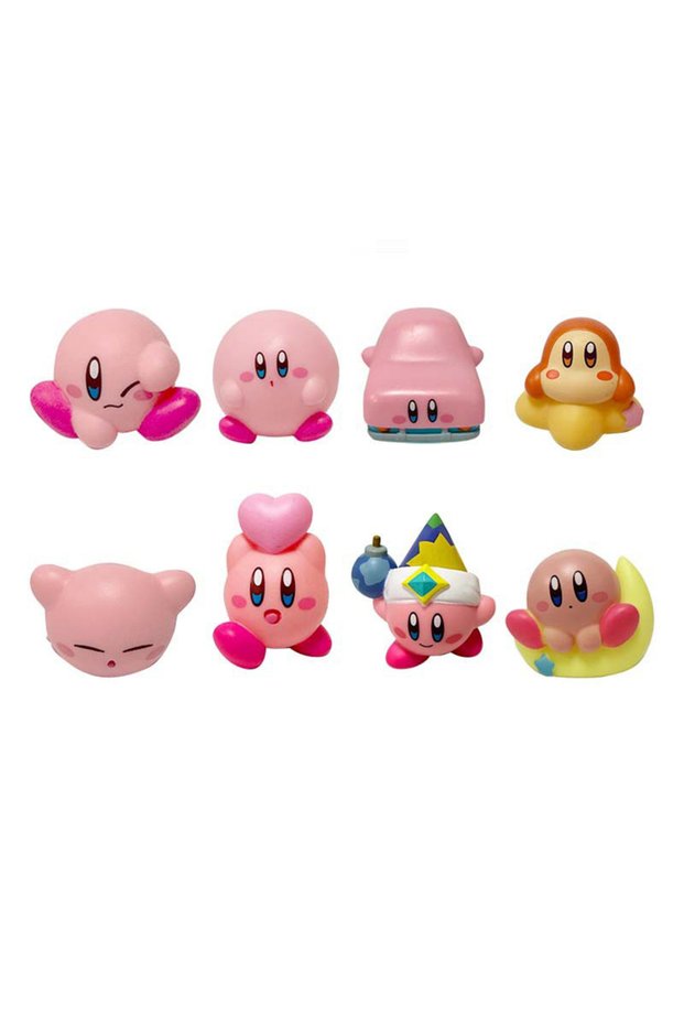 Bandai A-8Pcs 8Pcs/Set Games Star Kirby Anime Figure Cute Cartoon Pink Kirby Mini Figure Decorative