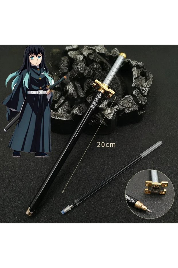 Bandai Tokitou Muichirou 20cm Demon Slayer Signature Pen Shinobu Metal Real Size Katana Ballpoint Pe