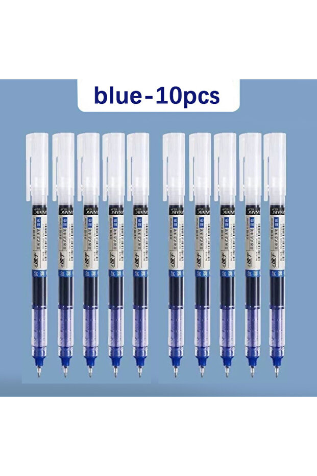 blue-10pcs 10Pcs High Quality Needle Type Gel Pens Straight Liquid Ballpoint Pen Kawaii Statio nery