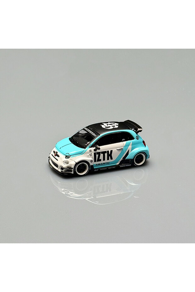 Blue and white MGT 1/64 LB-WORKS X Abas Works ABARTH 595 Alloy Diecast Model Car Collection Toy Stat
