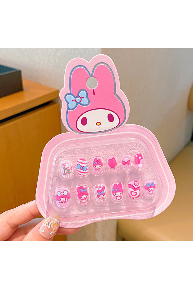 JP-MLD Cute Sanrio, Halle Kitty & My Melody Press-Type Nail Stickers, Cartoon Creative Toy Nail Acce