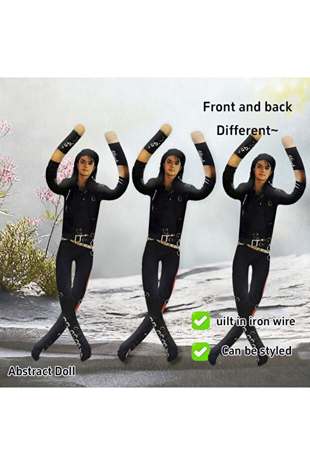 3PCS Michael Jackson Bendable Plush Doll Built-in Iron Wire Frame Poseable Abstract Rat Jerky Figuri