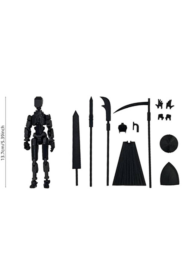 Black Set 13 Action Figure Set 3D Printed Multi-Jointed Movable T13 Lucky13 Dummy Mobile Robot Deskt