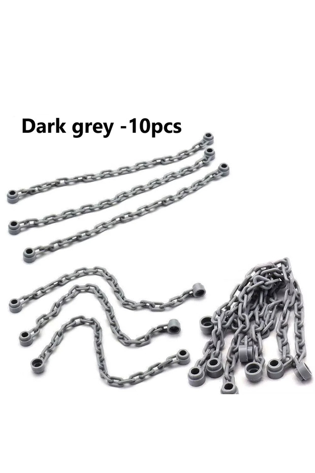 Dark gray 10pcs MOC scene long chain building blocks, wedo30104, 12.8cm basic building block accesso