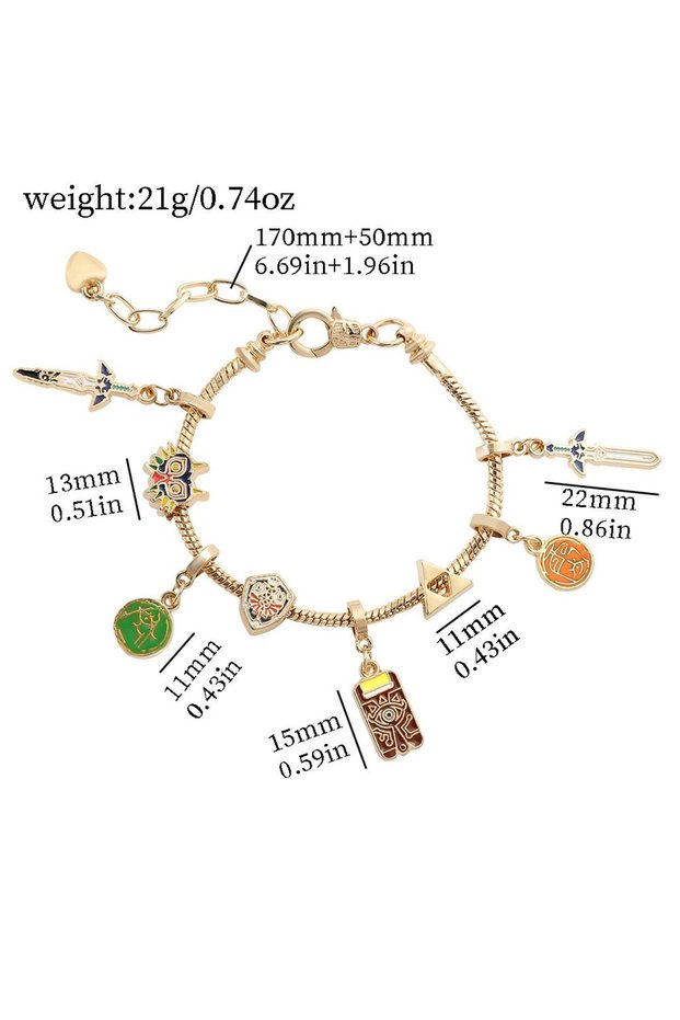 Bandai 1 New The Legend of Zelda 2D DIY Bracelet Game Accessories Anime Fashion Cartoon Cosplay Pend