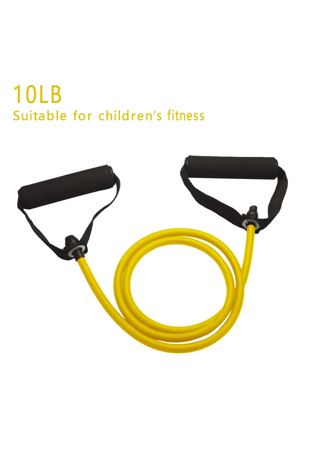yellow 10 lb Pull Rope Fitness Elastic Bands Resistance Bands with Handles Training Exercise Tube Ba