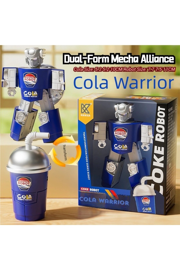 Cola Warrior Food Transforming Robot Toy, Dual-Form Burger Fries Cola Ice Cream Deformation Figures,