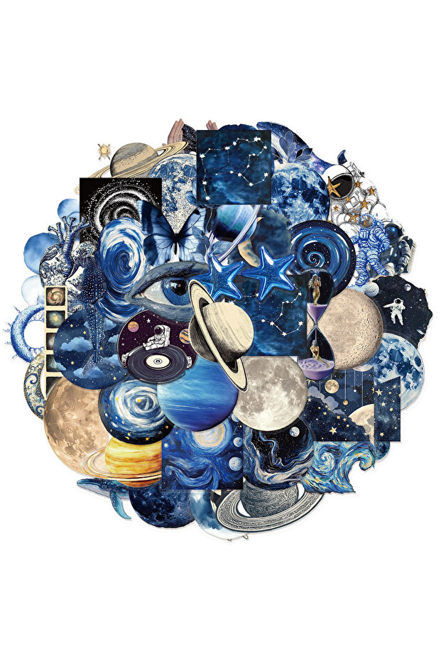 50PCS 10/30/50pcs Transparent Cool Space Planet Stickers Astronomy Universe Decals Graffiti Note...