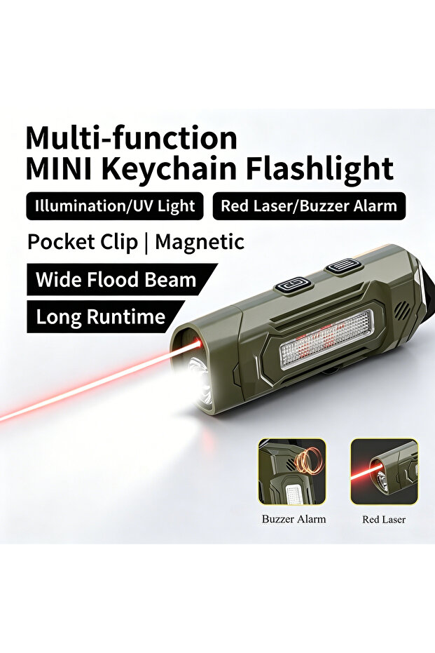 Li-Polymer Battery black Rechargeable EDC Flashlight with Adjustable Magnetic Hook, UV & Side Light,