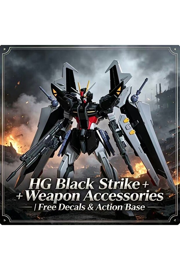 Bandai M HGBlack Strike Mecha 41 HG 1/144 Black Strike Mecha with Wing Backpack & Equipment Parts, A