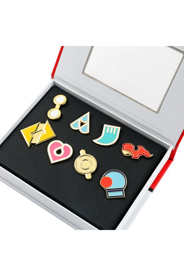 Bandai XZ797 Pokemon Badges Box Set Kanto Johto Hoenn Sinnoh Unova Kalos Orange League Region Pins B
