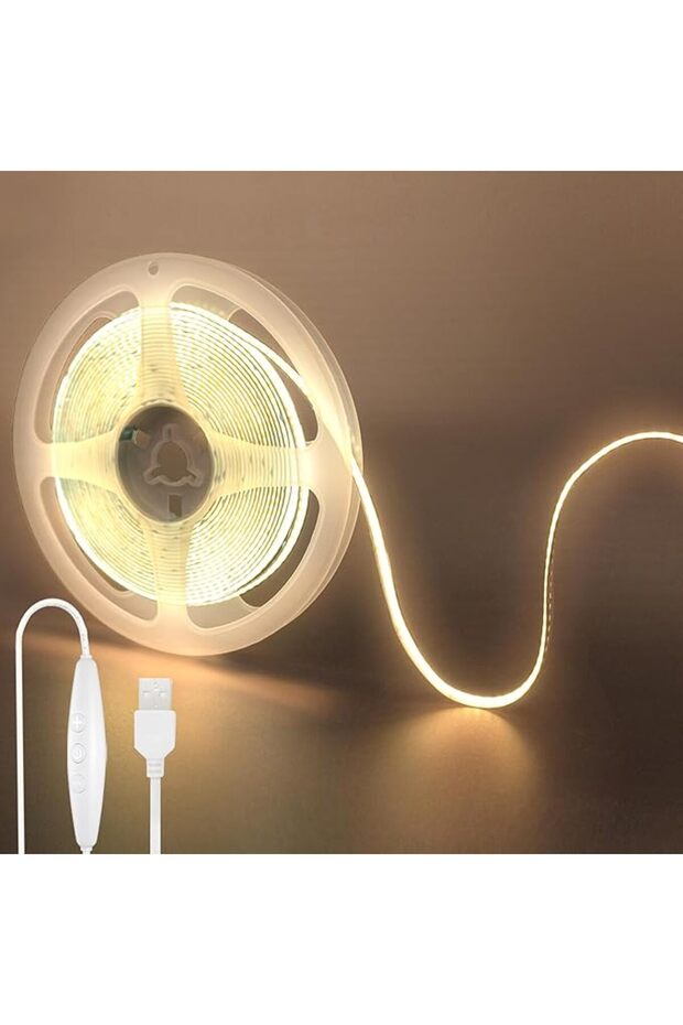 سلسلة مصابيح COB LED بقدرة 5 فولت يو اس بي بمفتاح قابل للتعتيم من كليرهيل 3 متر، 320 مصباح ليد/متر،