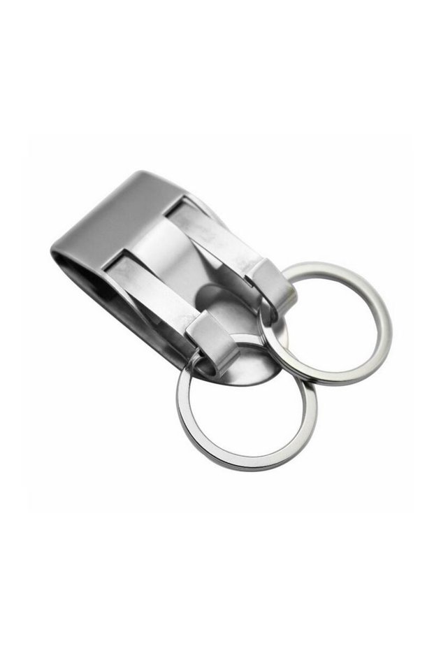 Double circle Stainless Steel Keyring Security Clip On Heavy Duty Belt Key Clip Belt Keychain 2 Deta