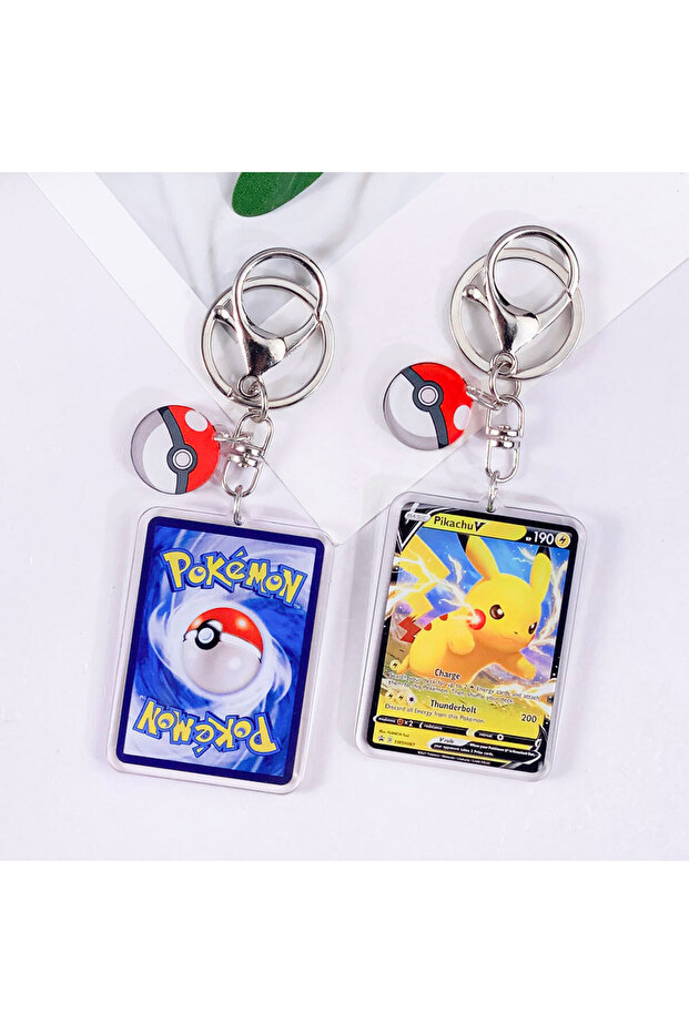 6 cm 34 Pokémon Card Cute Acrylic Car Keychain Accessories Pikachu Charizard Gengar EeveeBag Charm B