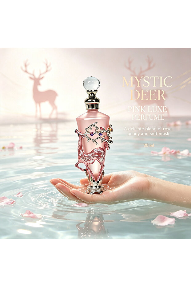 30ml Luxury Decorative Attar Bottle, Elegant Metal Deer with Crystal Branch, Refillable Glass Vessel, Crystal Stopper, Arabic Fragrance Container, Home Decor, Luxury Gift for Festivals & Weddings.