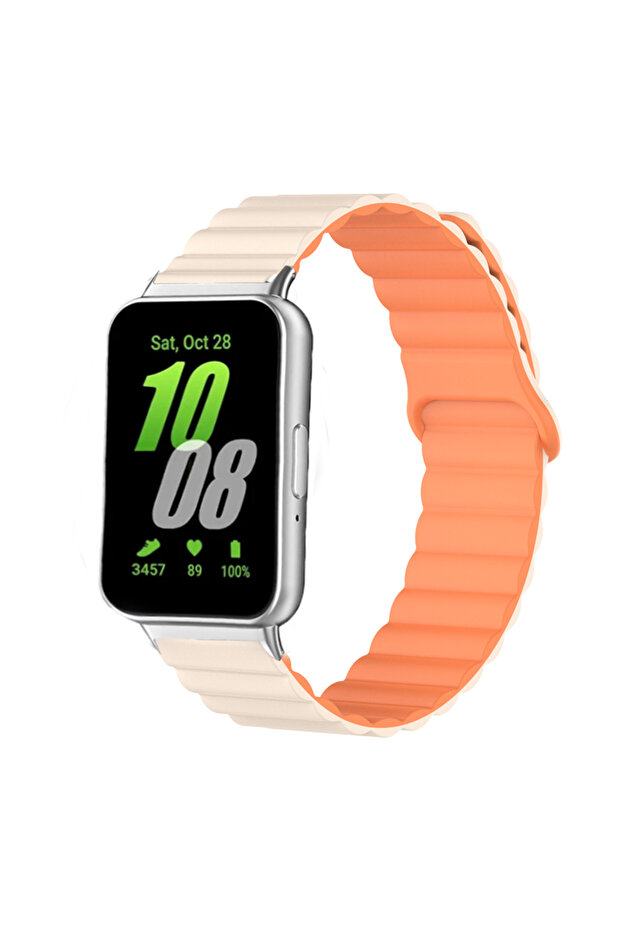 for Galaxy Fit 3 2.Starlight Orange Magnetic Strap for Fit 3 Sport Silicone Watch Band for Fit3
