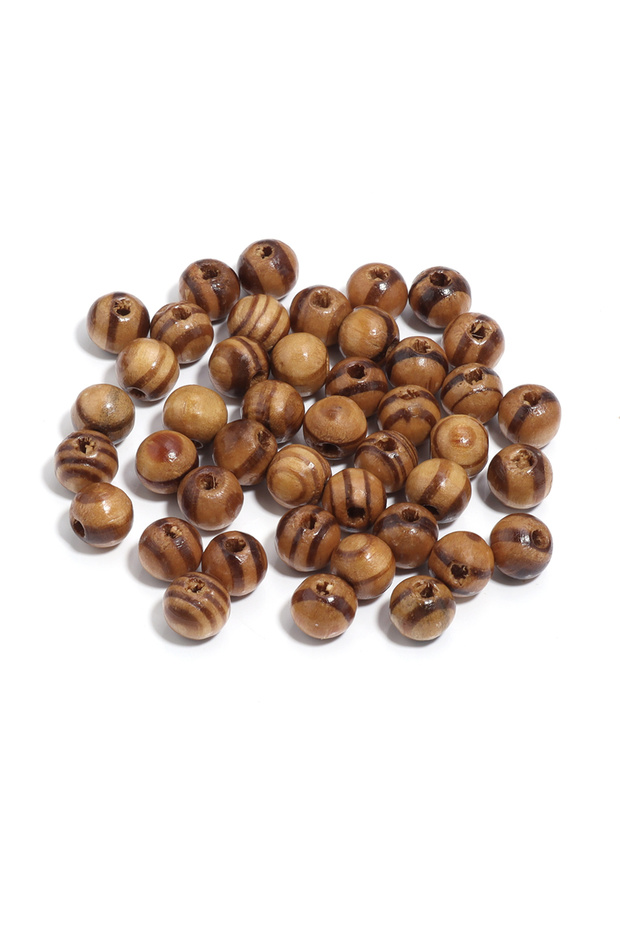 10mm(100pcs) 20-300pcs/Lot Natural Pine Wood Beads Round Stripe Spacer Ball Bead for DIY Bracelet Ne