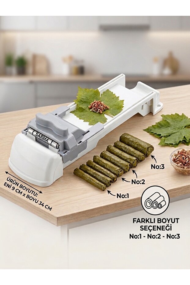 Practical Leaf Wrapping Machine - 3-Stage Thickness Adjustable Filling Wrapping Apparatus (9X34 cm)