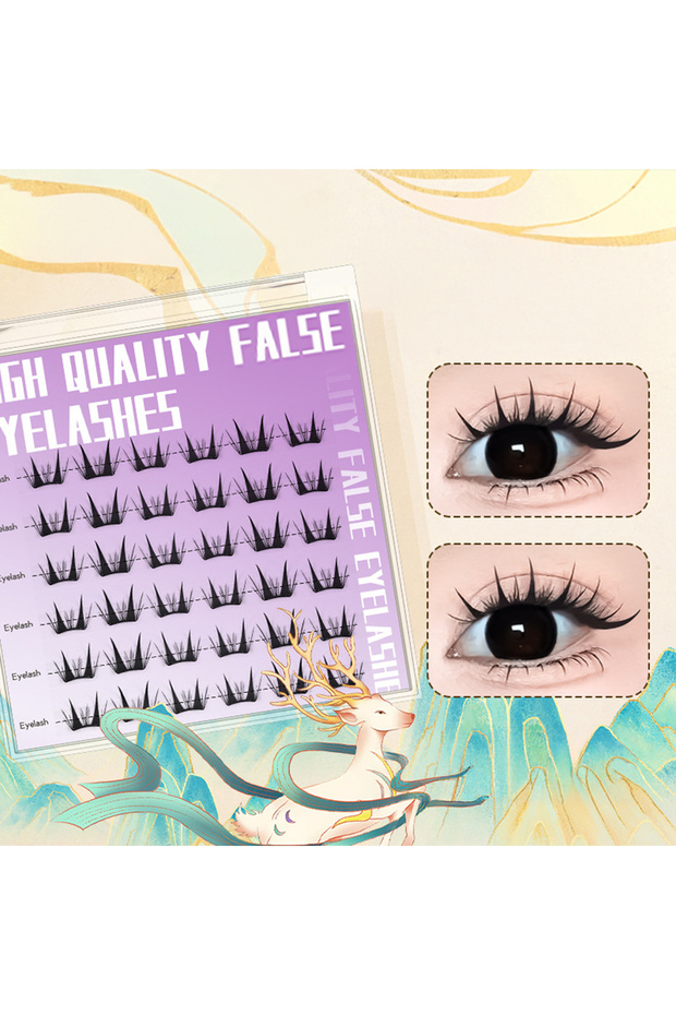 Style 2 Natural Cosplay False Eyelashes No Glue Need Eyelash Clusters False Eyelashes for Eye-Liftin
