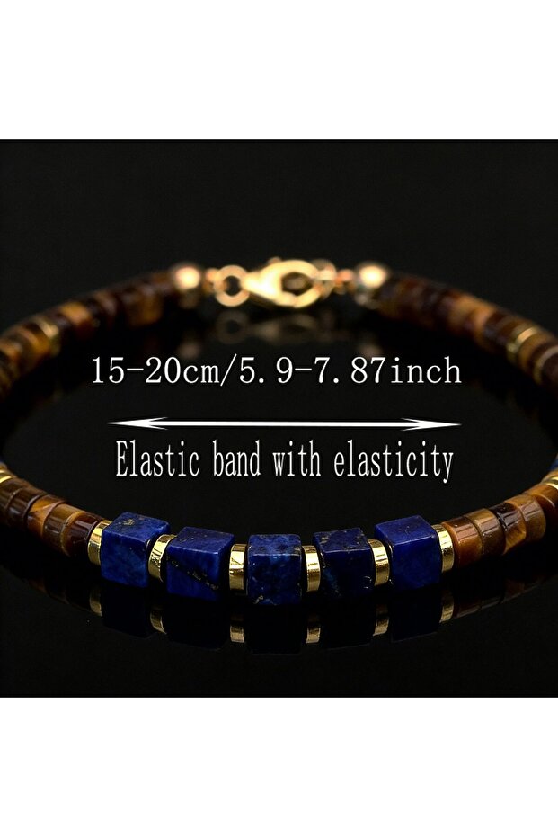 Blue Lapis, Tiger's Eye & Hematite Men's Bracelet: Attract Wealth, Abundance, Prosperity. Daily Wear