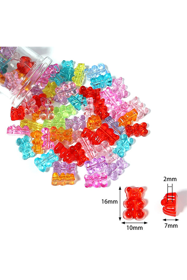 16mm (50pcs) 10-50pcs Color Bear Acrylic Beads Transparent Cute Gummy Bear Series Bead for Jewelry M