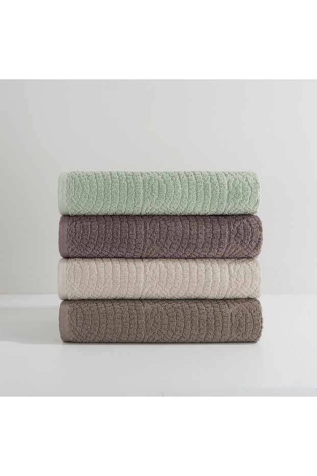 Lavenza 100% Cotton Jacquard 4-Piece Towel Set Pastel Color Assortment 50X90 Assortment