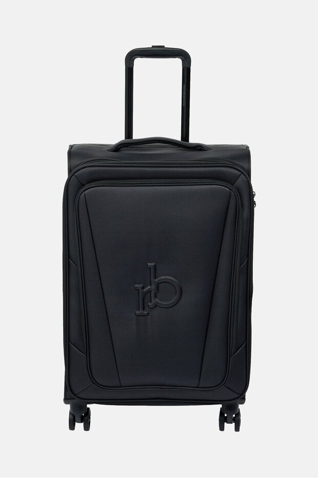 26 Inch Embossed Logo Check-In Spinner Luggage, Black