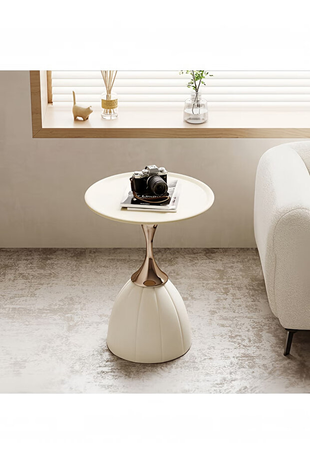Tray End Table, Nordic Lotus Coffee Table Living Room Sofa Side Table Bedroom Bedside Table Cream White