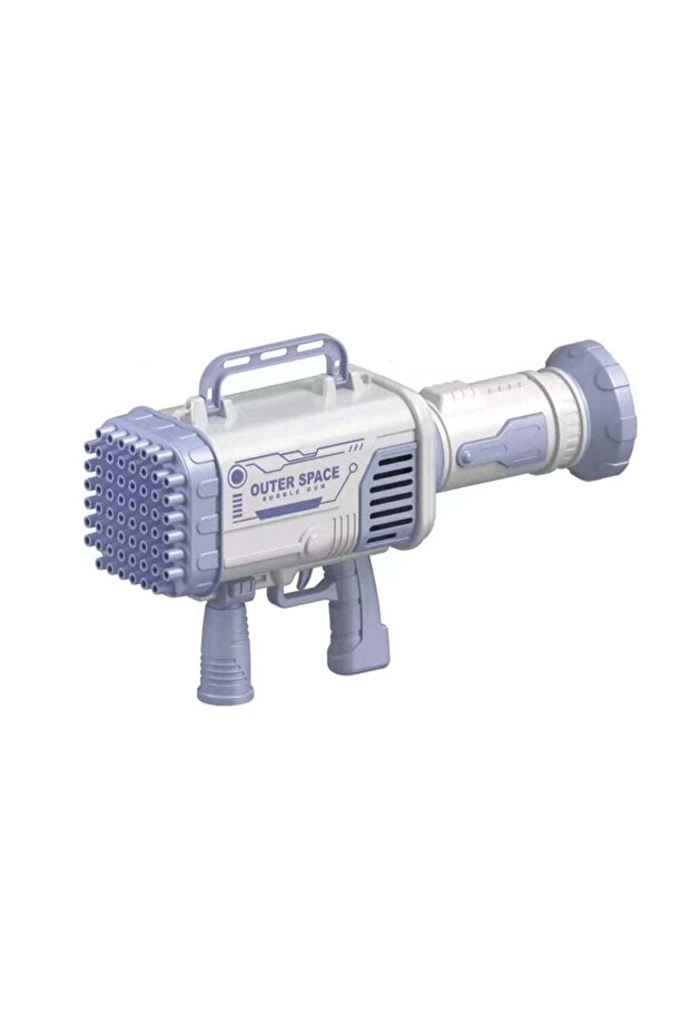 64-Hole Electric Bubble Bazooka Gun for Kids – Automatic Rechargeable Bubble Machine, White
