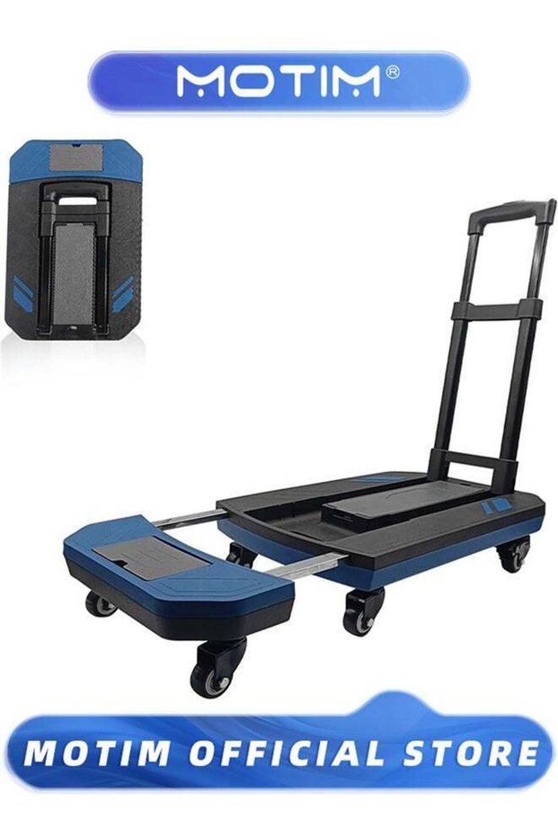 Folding Hand Truck Max 180lbs Heavy Duty Luggage Cart with Extendable Base & 6 Rotate Wheels Hand Truck Dolly for Luggage & Travel & Moving & Shopping & Office Use