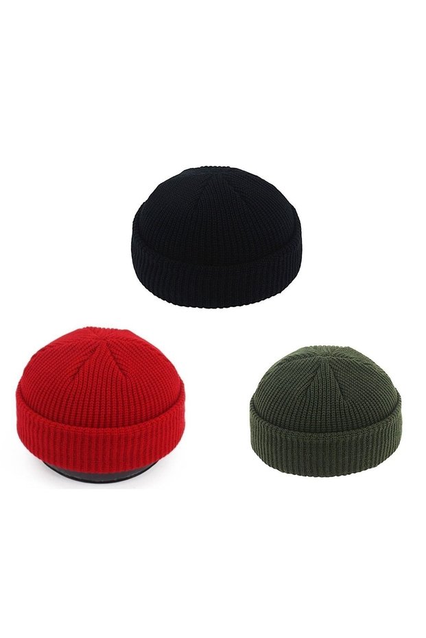 Set of 3 Short Skullcap Beret Knitwear Short Beret Hipster Beret Skullcap Beret Leon Beret Hip Hop Beret