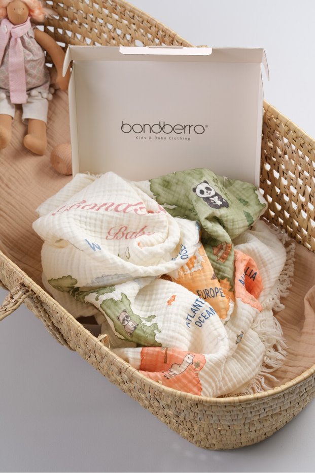 4-Layer Fringed Premium Multi Muslin Baby and Kids Blanket 100% Cotton Oeko-Tex Certified 120 X 100 cm