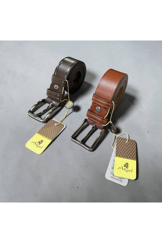 Men's 100% Genuine Leather Belt Set of 2 Fabric