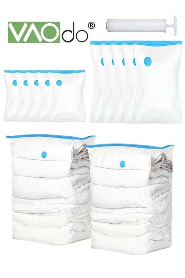 13 Pack Vacuum Storage Bags Space Saver Bags Includ 2 Large/5 Medium/5 Small/1 Hand Pump Compression for Comforters and Blankets Sealer Clothes Storage Hand Pump Included
