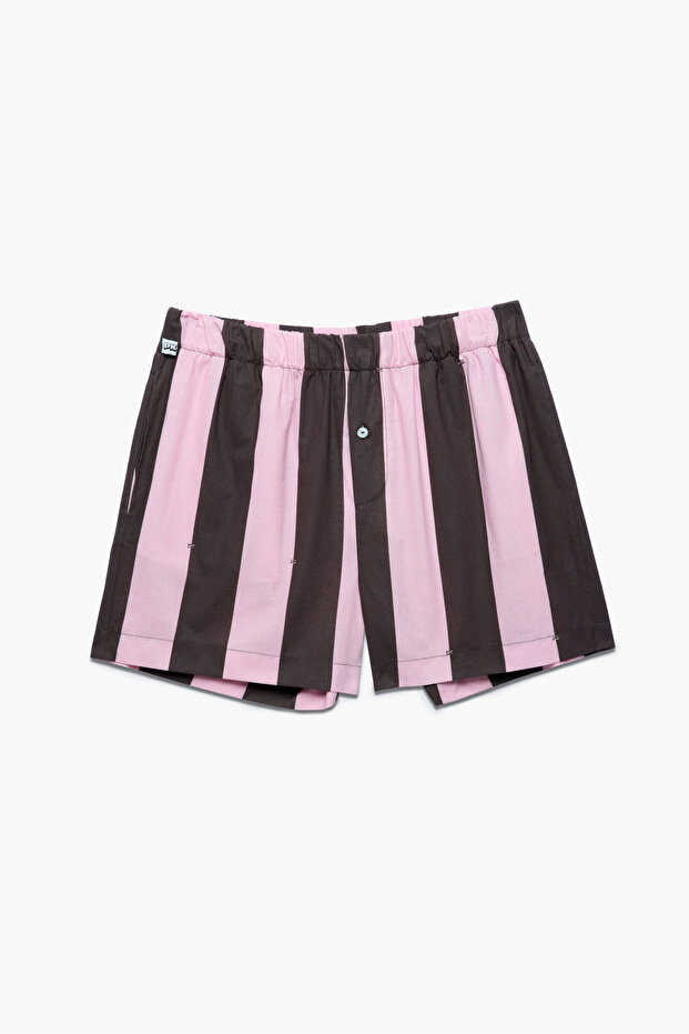 Men's Cotton Short Pajama Bottoms - Pink & Ganache