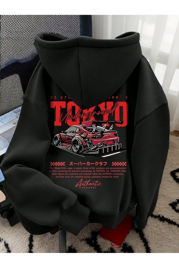 Children's Tokyo Printed Hoodie Hooded Sweatshirt Combed Cotton Fabric 3 Yarns Raised Fabric Unisex Winter Sweatshirt