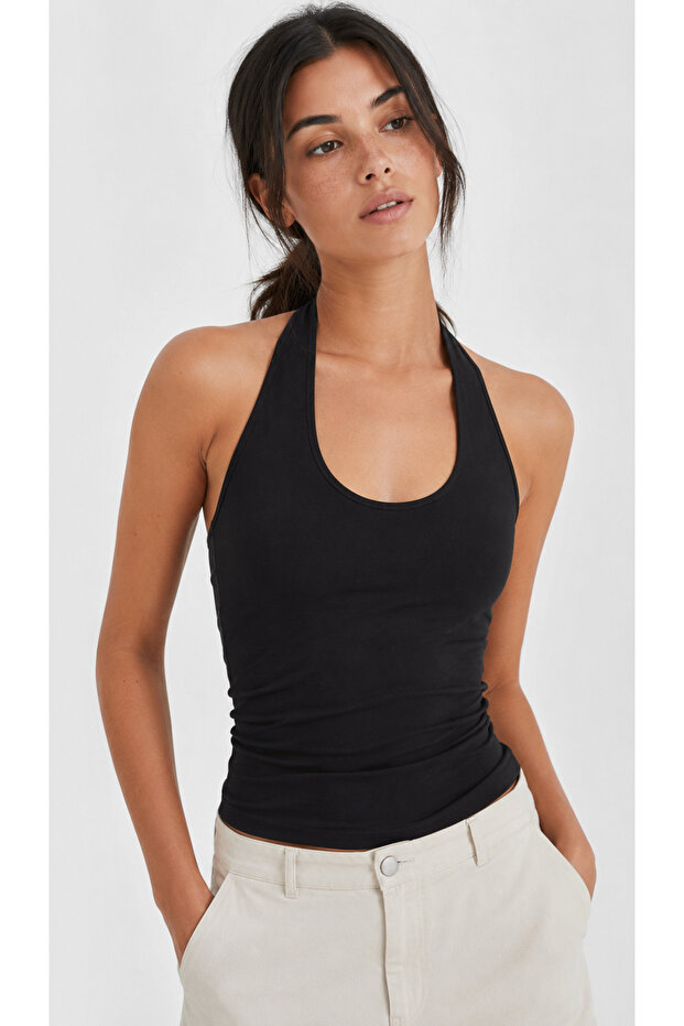 Ultra Premium Soft Halter Neck Double Layer Top Bodysuit