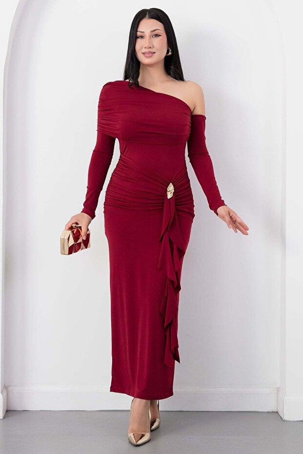 One-Shoulder Long Sleeve Sandy Dress K-262717
