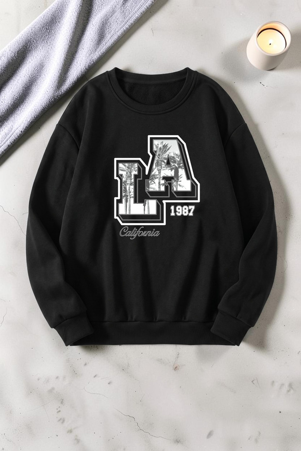 Unisex California Printed Crew Neck Sweatshirt