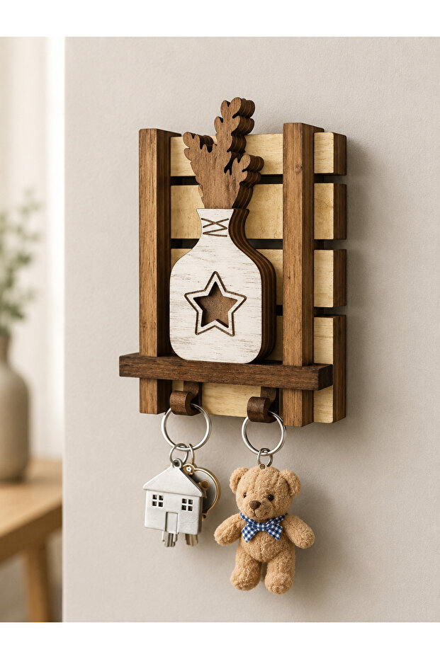 🔑 Wooden Keychain | Decorative Wall Key Holder | Natural Wooden Home Decor | Gift