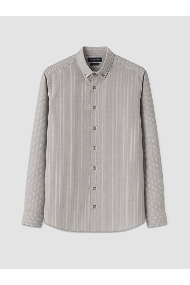 Southblue Khaki Regular Fit Striped Men's Shirt