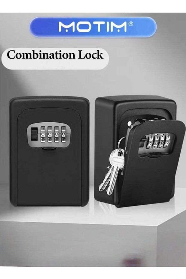 Key Safe 4 Digit Metal Outdoor Safe Key Lock Black Box Key Storage Organizer Box Security Outdoor Wall Mount Case Storage Tools