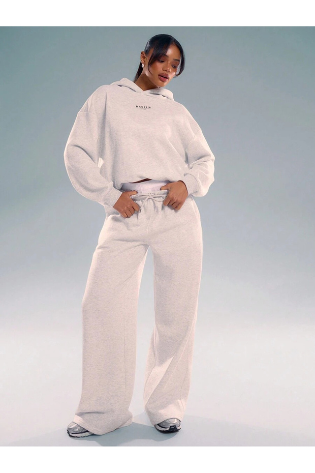 Unisex Women's and Men's Minimal Printed Oversize 3 Thread Hooded Sweatshirt and Baggy Sweatpants