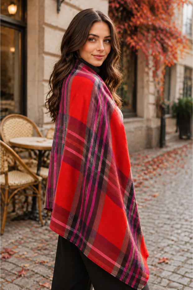 Plaid Pattern Long Winter Shawl 190X70 cm